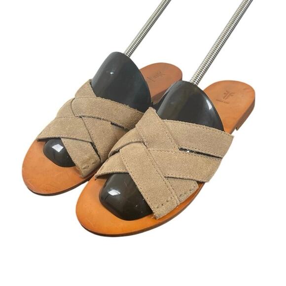 FRYE SANDALS CARLA CRISS CROSS OPEN TOE CASUAL SLIDE ASH SZ 7 AESTHETIC BOHO - Picture 2 of 16